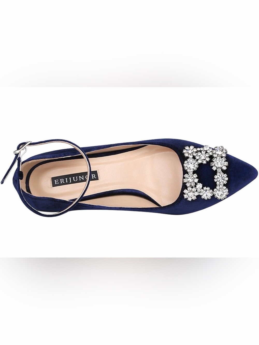 ERIJUNOR Velvet Heels for Women Kitten Heels Rhinestone Brooch Evening Shoes 8.5 - Picture 3 of 6